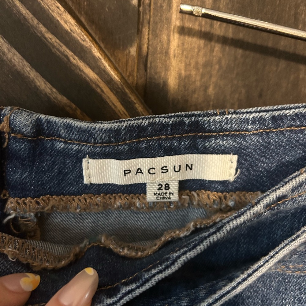 PacSun Blue Wrap Mini Skirt with Tie Front - Picture 4 of 4